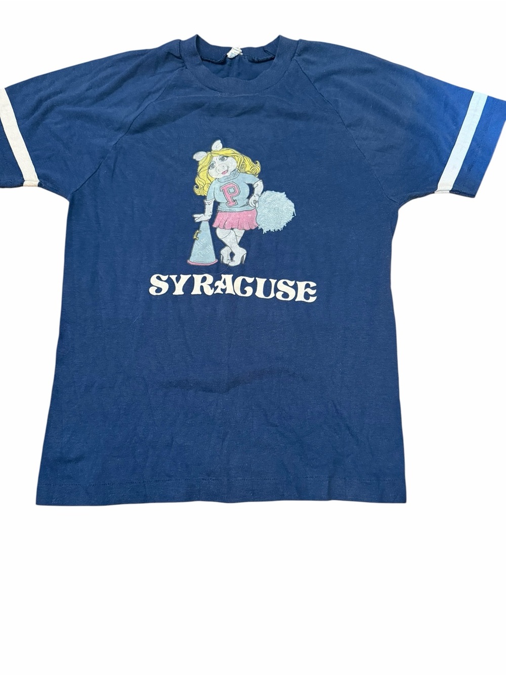Vintage Champion Syracuse Blue Ringer Style T-shirt Miss Piggy size Medium Rare